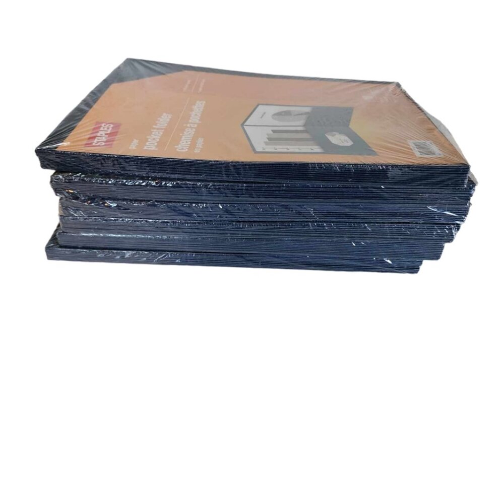 NWT - 6 Packs Staples Dark Blue Pocket Folders - 10 per pack (Total of 60!) - Picture 2 of 4